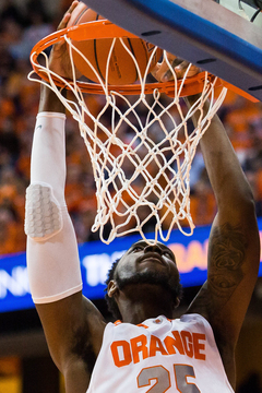 Christmas throws down a two-handed dunk for two of his 11 first-half points.