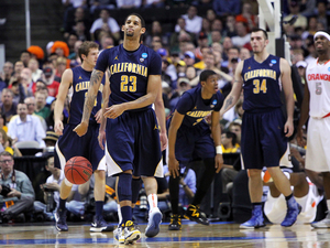 California guard Allen Crabbe walks on the court during the Golden Bears' 66-60 loss to Syracuse on Saturday in the third round of the NCAA Tournament. Crabbe, constantly frustrated by the Orange's 2-3 zone defense, finished with only eight points.