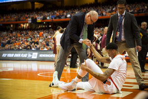 Chris McCullough left the game with an unspecified injury in the first half, and didn't return against Florida State. SU Athletics said the freshman would be re-evaluated on Monday.