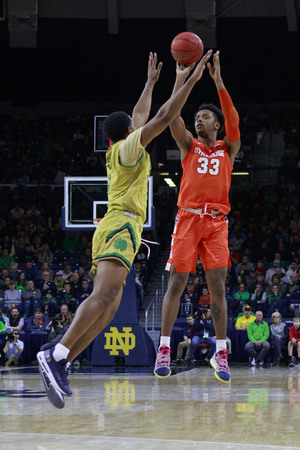 Elijah Hughes had a career-high in points, rebounds and 3-pointers on Saturday. 