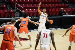 San Diego State's Matt Mitchell communicates with offense against Boise State. 