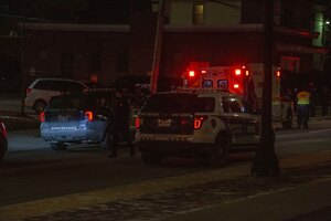 One of the pedestrians was injured and said they had head and left knee pain. They were then transported to Crouse Hospital. The other pedestrian was uninjured.
