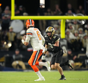 Garrett Shrader earned a career-high four rushing touchdowns in SU's 35-20 win over Purdue.