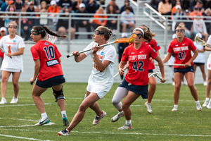 Syracuse got out to a commanding 11-6 halftime lead versus Stony Brook after eight different players tallied a goal. 