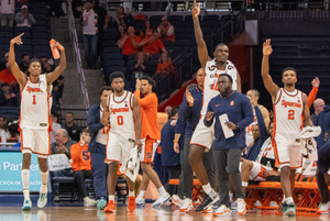 SU defeated Slippery Rock in its final exhibition game. Chris Bell led the way with five 3-pointers as the Orange shot 15-of-31 from deep.