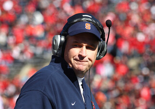 Syracuse head coach Doug Marrone looks on as Syracuse falls to Rutgers 23-15.