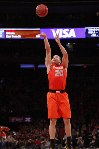 Brandon Triche launches a jumper. The senior was 7-of-12 from the field Saturday.