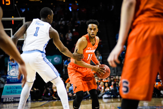 Freshman forward Oshae Brissett scored 20 points with 10 rebounds to lead the Orange. 