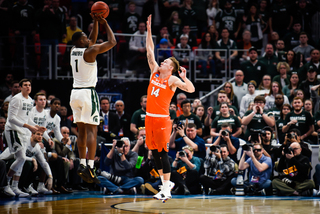 Former walk-on Braedon Bayer played well in the final minutes in place of Howard, chipping in good defense with a steal and block. 